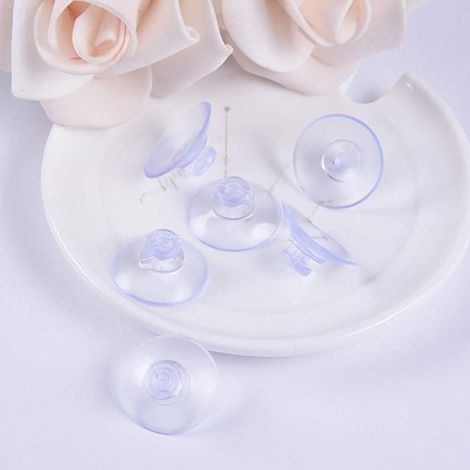Lot de 10 - 45 mm Ventouses Transparentes Tête - Champignon Ventouses En PVC Plaine Sans Crochets - Camping, Vitre, Pare-Soleil - Pour Voiture (1/5)