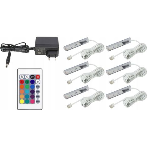 6x clip LED RGB per ripiani in vetro clip SET Cavo Bianco (1/5)