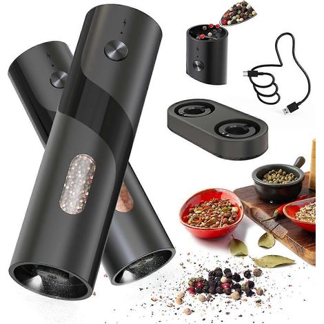 Ensemble moulin à sel et à poivre électrique rechargeable avec base de chargement (1/5)