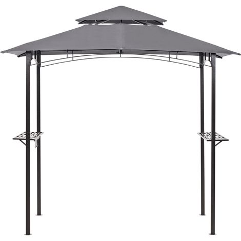 Cenador de metal gris negro 240 cm pabellón de jardín gazebo toldo ganchos Naro