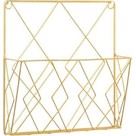 Porte Revue Mural,Porte Revue Metal,Porte-Journaux Panier à Journaux Porte Revue Mural,Porte-Revues Journal De Stockage Organisateur MéTal Fil Noir DéCoration Shelf Fichiers (or)