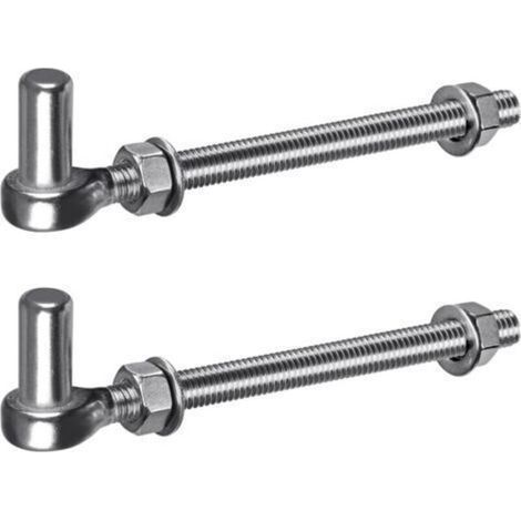 Charnière de Portail M12, 2pcs Quincaillerie à œillet de Champ Robuste 16mm Crochet pour Goupille de Suspension de Jardin en Métal pour Portail de Ferme/Clôture en Bois/Allée, 440lbs/20cm (1/5)