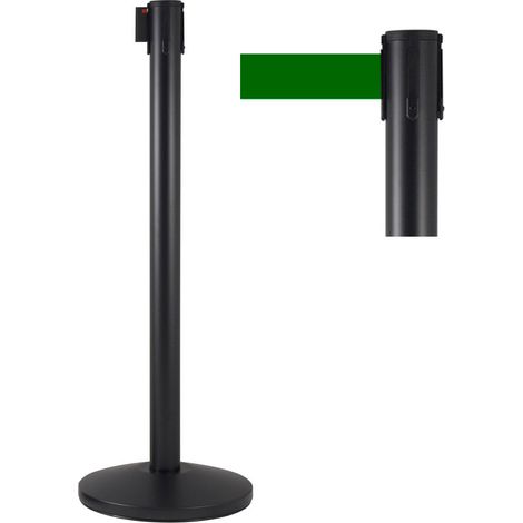Colonnina Tendinastro 3 metri in Metallo Nero Opaco Ø36x101 cm Nastro Verde (1/5)