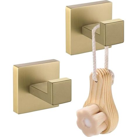 KZQ 304 Edelstahl-Vierkanthaken für Mäntel, Handtücher und Bademäntel, mit Löchern zum Bohren in die Wand, 2er-Pack (5,4 x 5,4 cm) (1/3)