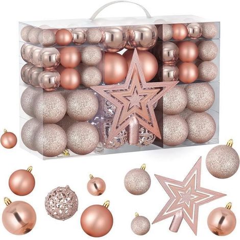 LIWI-Boule de Noël 100 Pièce Décoration Sapin de Noël Arbre De Noël Boules en Plastique Boite de Rangement Kit Decoration Noel[222] (1/4)