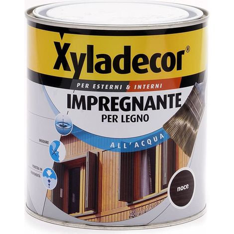 Xyladecor IMPREGNANTE ALL' ACQUA per Legno vernice Fondo per Interni ed Esterni, Inodore, colore NOCE 750ML, 750 ML (1/3)