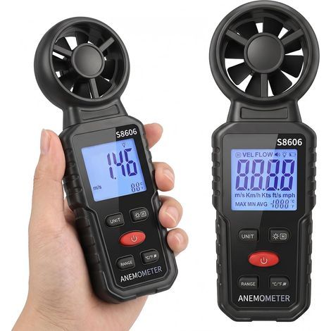 Anémomètre Numérique Portable 3 en 1, Mesure de la Vitesse du Vent 0-45 m/s, Température, Débit d’Air et Humidité, Outil de Mesure Précis pour VMC, Extérieur, Navigation, Vol (1/5)