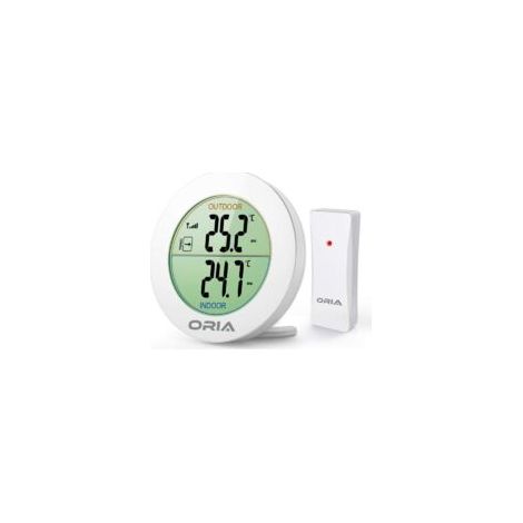 Kabelloses Digitalthermometer für drinnen und draußen mit Sensorsonde, HD-LCD-Display, Min/Max-Speicher, Trendanzeige, °C/°F, batteriebetrieben – Crezuo