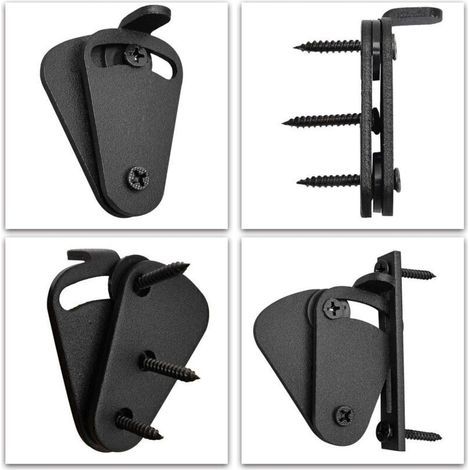 Serrure coulissante pour porte de grange – Lot de 2 loquets en acier noir, fixation facile, sécurité renforcée pour garage ou hangar (1/2)
