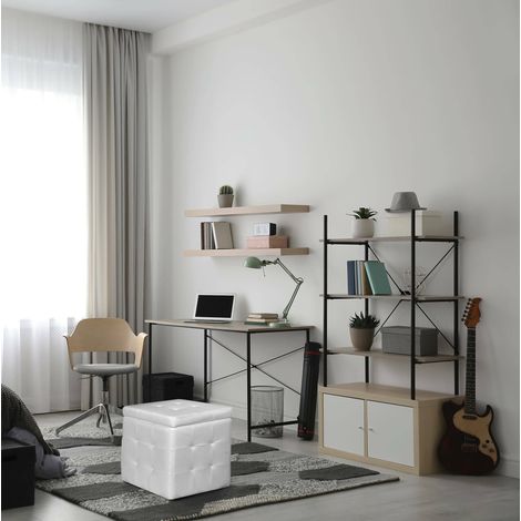 Dmora Pouf-conteneur en éco-cuir, coloris blanc, 45 x 47 x 45 cm, avec emballage renforcé (1/5)