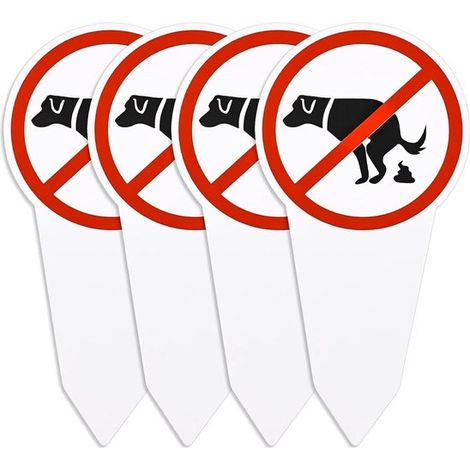 Letrero para perros，No se permite que los perros hagan sus necesidades aquí，4 piezas，letreros de prohibido hacer sus necesidades (1/5)