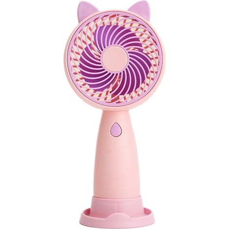 Mini ventilateur portable rechargeable USB, ventilateur de bureau compact à trois vitesses avec support, design mignon couleur rose, parfait pour les étudiants, les déplacements et comme cadeau (1/3)