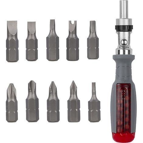 Tournevis à Cliquet avec 10 Embouts Interchangeables – Tête Orientable, Poignée Ergonomique, pour Bricolage et Réparation (1/5)