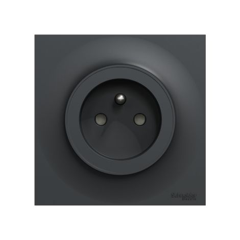 Schneider - Odace 2011 - Prise de Courant u00e0 puits + Plaque - Anthracite - Ref. : S540059 + S540702 (1/3)