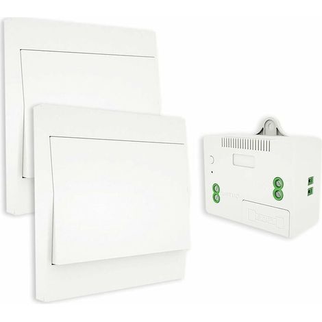 RF433 Interrupteur sans Fil, sans Pile, télécommande Murale Va et Vient, Interrupteur Mural Auto alimenté, sans câble, émetteur pour Panneau Mural (kit à 2 Voies), intérieur extérieur étanche (1/4)