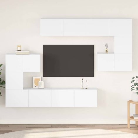 Ensemble de meubles TV 8 pcs-Banc TV-Meuble Télé Blanc Bois d'ingénierie 821483 (1/5)