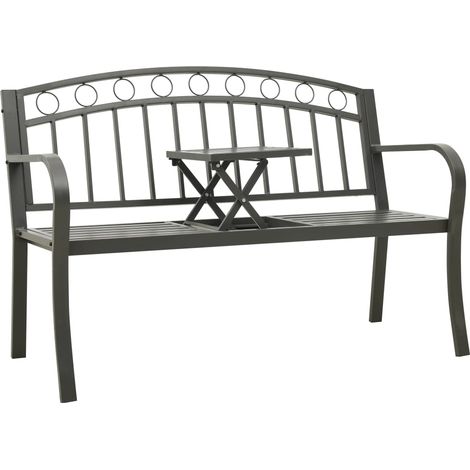Panca da giardino mobili da esterno per patio terrazza con tavolo grigio 120 cm acciaio 020011642