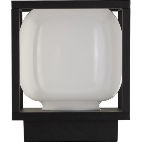 Lampada da parete esterna Athens - Metallo nero e vetro opalino (1/5)
