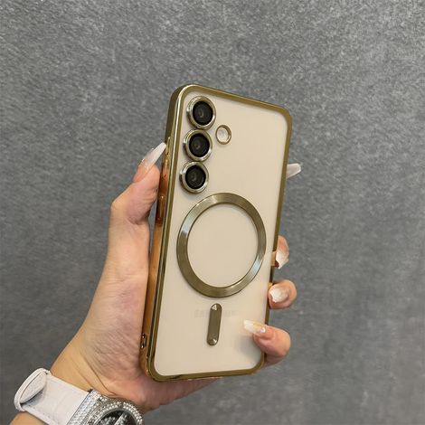 (Gold Galaxy S25 Ultra) Étui de téléphone Samsung, étui magnétique électroplaqué, adapté aux téléphones Samsung.
