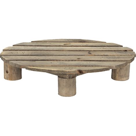 Table à plantes ovale en bois marron support pour plantes style rustique 30 x 24 x 6 cm - PANGIVO (1/3)