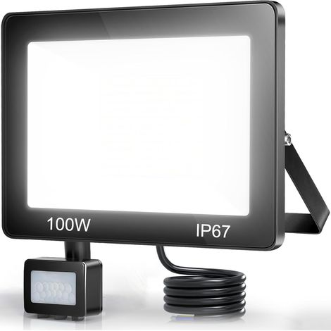 Projecteur LED Exterieur Detecteur de Mouvement 100W, 10000LM 7000K Spot LED Extérieur Detecteur de Mouvement IP67 Etanche pour Jardin, Patio, Garage