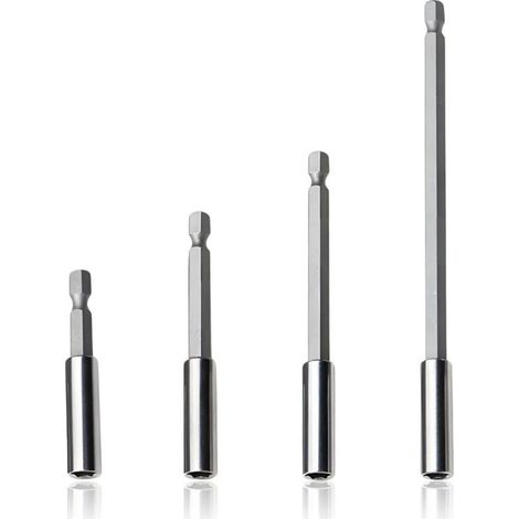 4 Rallonges pour Embouts (60/75/100/150mm) - Porte-Embout Long Hex 1/4" Antidérapant pour Tournevis/Visseuse/Perceuse
