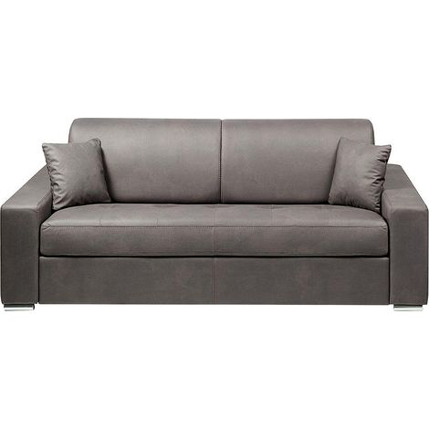 Canapé 4 places convertible express en tissu EMIR - Gris - Couchage 160 cm - Matelas 18 cm