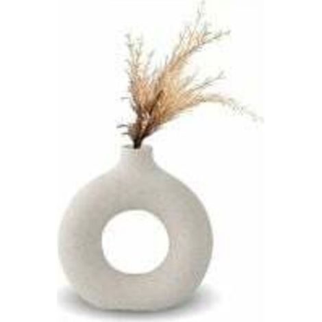 Vase, Ceramic Vase, Minimalist Home Decor, White Vegetarian Ceramic Flower Pot, Decorative Vase, 13 x 14cm (1/4)