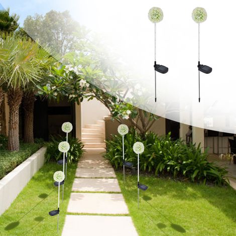 Lampes solaires jardin en forme de pissenlit 6LED Blanc(2pcs) (1/5)