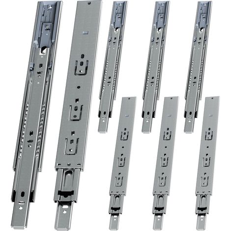 Randaco 4 Paar Schubladenschienen 350 mm Vollauszug, 3-teilig, Softclose mit Selbsteinzug, 45 kg Tragkraft, Schubladenauszug aus Stahl (1/5)