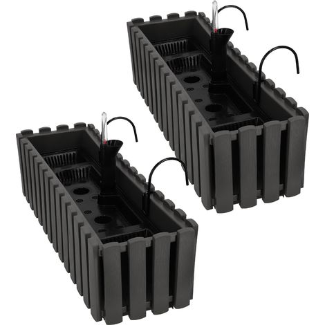Maceta Balcón Caja para Barandilla Terraza Flores Gris 60cm 2 PCS