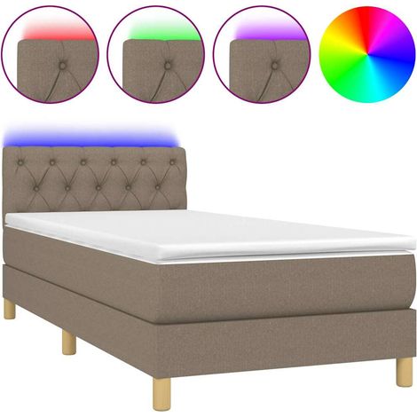 Maison Exclusive - Letto a Molle con Materasso e LED Tortora 80x200 cm in Tessuto (1/5)