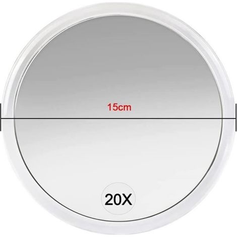 Miroir Grossissant - - 20X - Ventouses - 15cm - Blanc (1/4)