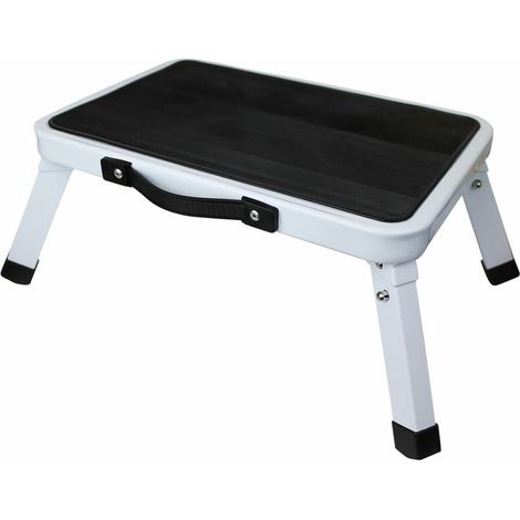 Marchepied pliant 1 marche Acier bicolore Noir/Blanc Escabeau compact réglable (1/4)