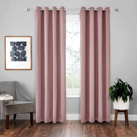 (Rose)Rideau - ZS7818 - Oeillets - 135x240 cm - Imitation soie - Tamisant (1/4)