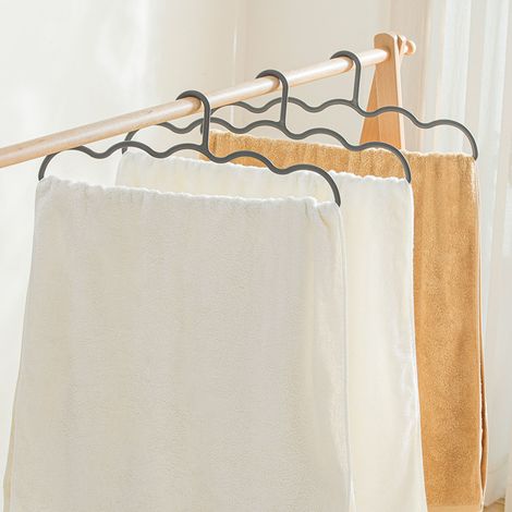 Lot de 3 cintres antidérapants pour sécher draps, housses de couette et serviettes de bain (épais et plus longs) - Gris Roche Montagne (1/5)