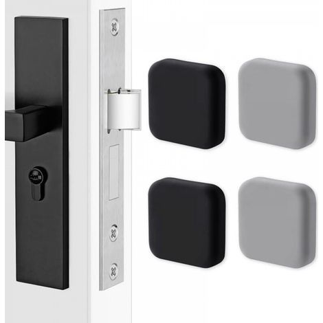 4 Pcs Silicone Door Handle Square Wall Protectors Silent Wall Protector for Handles Door Stopper Buffer (Black x2, Gray x2) (1/4)