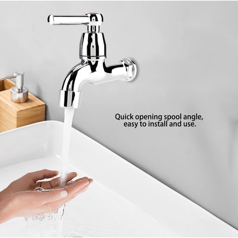 Robinet d'eau court en plastique, robinet de machine à laver, robinet de cuisine à un seul robinet d'eau froide avec buse en maille (1/5)