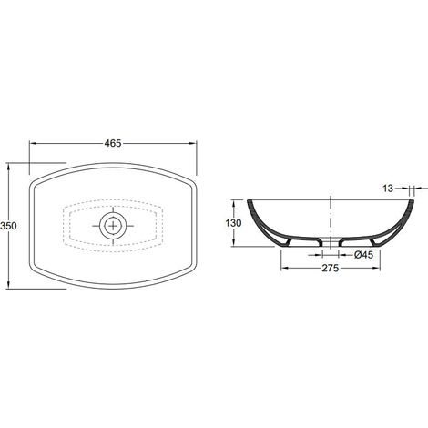 VALADARES 40357002C ONE Lavabo Slim de Sobre Encimera 50 Blanco - ref: 40357002C