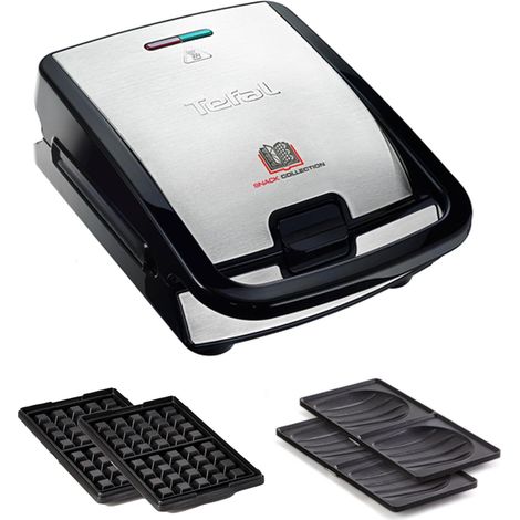 Appareil à sandwich et gaufres 2-en-1 Noir/Inox 700 W