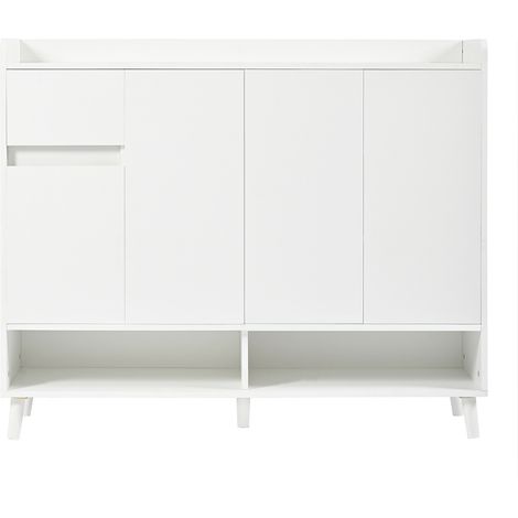 Aparador moderno blanco con 4 puertas y 1 cajón, estante regulable, 120 x 35 x 99 cm (1/5)