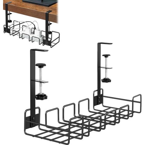 Cable Management, Rangement Cable Bureau, Cable Management Bureau, Sans Perçage, Chemin de câbles en Treillis méTallique avec Pince, pour La Gestion des Câbles et des Multiprises, Bureau et Maison (1/5)