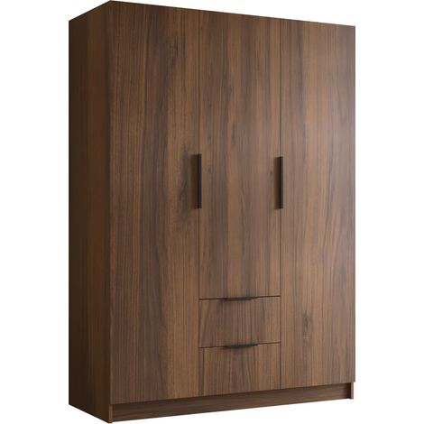 Armoire Closico Calvron I, Noyer, 216x150x60cm, Portes d'armoire: Avec des charnières, Nombre d'étagères: 0