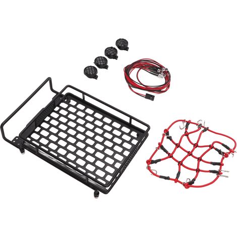 Porte-bagages de toit ultra-résistant et léger pour voitures RC 1/10, 1/12 et 1/14, avec éclairage LED et lampe ronde. (1/5)