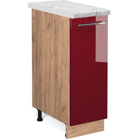 Apothekerschrank Fame-Line, Bordeaux Hochglanz, 30 cm , AP Marmor, Vicco