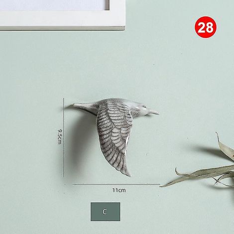 3D-Wanddekorationen aus Keramik in Vogelform – 28-teilig