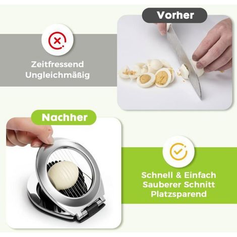 Coupe-œufs en acier inoxydable,Coupe oeuf à la coque Professionnel Toqueur à Oeuf Trancheuse Cutter,Egg Cutter Slicer Tranches (1/5)