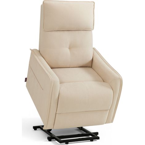 M MCombo Fernsehsessel mit Aufstehhilfe Elektrisch, Fernsehsessel mit liegefunktion bis 135°,Massage & Heizung, Seniorensessel für Wohnzimmer 7027 (Stoff, Beige) (1/5)