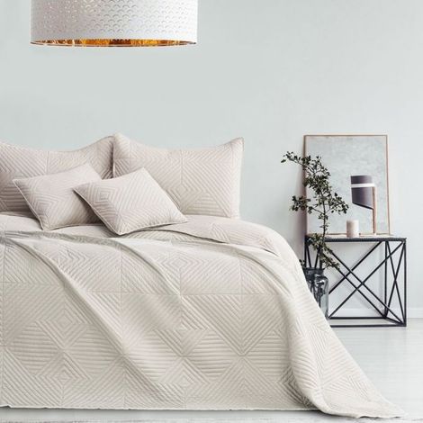 Filiyano-Couvre-lit RESTILO Softa 260x280 cm en microfibre beige clair réversible - matelassé aux ultrasons beige clair (1/4)