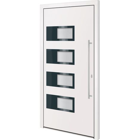 Porte d'entrée Blanc 100x200 cm Aluminium et PVC